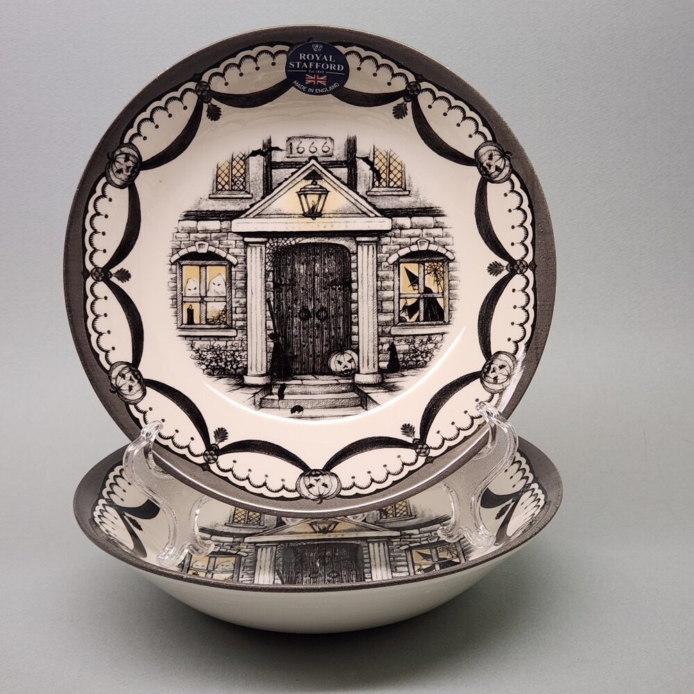 Set of 2  Large Pasta or Serving Bowls - Royal Stafford Haunted House China
